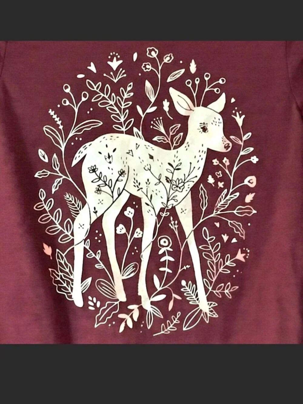 NWT Sweet Toddler Girls Burgundy Blouse w/ Silver Metallic Foil Fawn, Size 4T